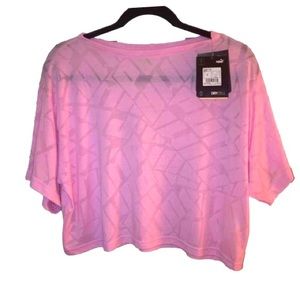 Puma Pink Dry Cell Moisture Wicking Crop Top with flutter sleeves